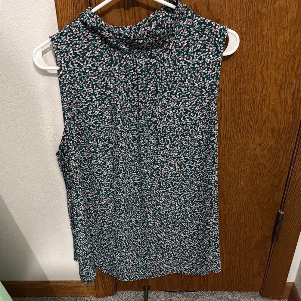 Floral Sleeveless Top - Green and Pink